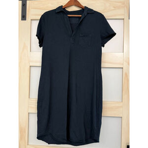 Frank & Eileen Tee Lab Navy Cotton Collared T-Shirt Dress Pocket Short Sleeve S